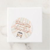 Groovy baby shower retro 70s thematoeage bedankjes labels (In situ)