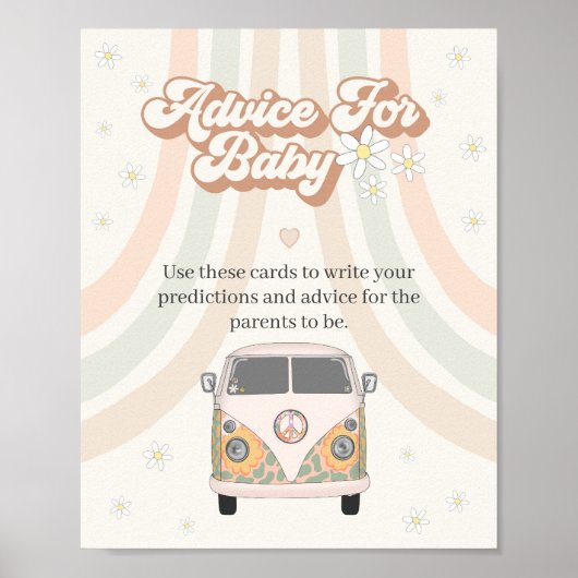 groovy baby shower retro 70s theme advice for baby poster (Voorkant)