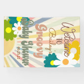 Groovy Baby shower, Retro Baby shower, Baby, banne Spandoek (Horizontaal)