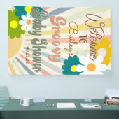 Groovy Baby shower, Retro Baby shower, Baby, banne Spandoek (Beurs)