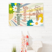 Groovy Baby shower, Retro Baby shower, Baby, banne Spandoek (Insitu)