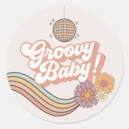 Groovy Baby shower Retro Favor Sticker