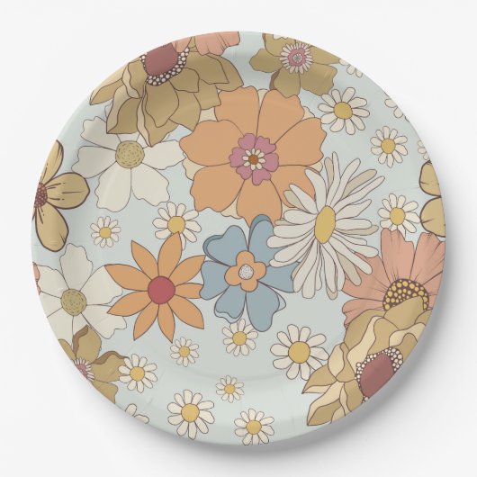 Groovy Baby shower Retro Party Borden Papieren Bordje (Voorkant)