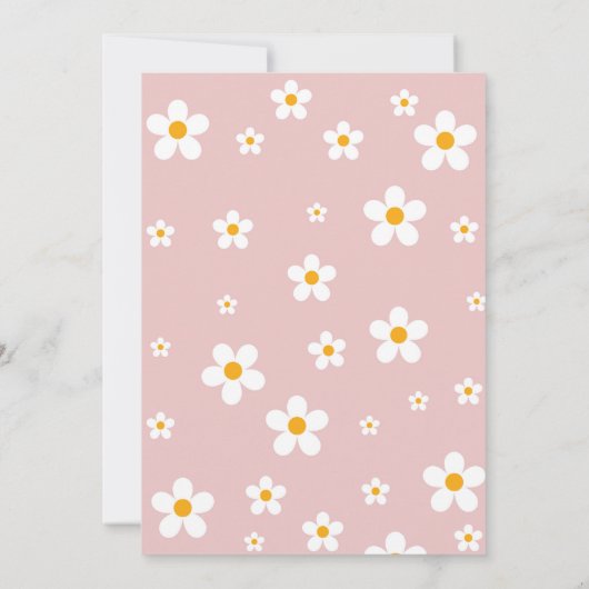 Groovy Baby shower Roze Meisjes Retro Regenboog ja Kaart (Achterkant)