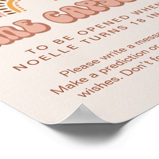 Groovy Baby shower Time Capsule Sign Poster (Hoek)