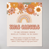 Groovy Baby shower Time Capsule Sign Poster (Voorkant)