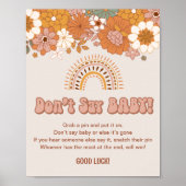 Groovy Baby shower Zeg niet dat Baby Game Sign Poster (Voorkant)