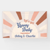Groovy Baby Terracotta Pink Retro Sun Baby shower Spandoek (Horizontaal)