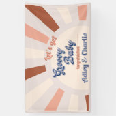 Groovy Baby Terracotta Pink Retro Sun Baby shower Spandoek (Verticaal)