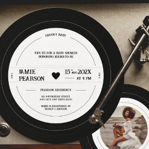 Groovy Baby Vintage Vinylplaat Baby Shower Foto Kaart