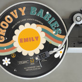Groovy Baby's Retro Vinyl Record Twins Baby shower Kaart