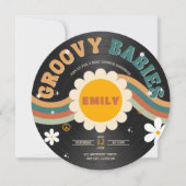 Groovy Baby's Retro Vinyl Record Twins Baby shower Kaart (Voorkant)