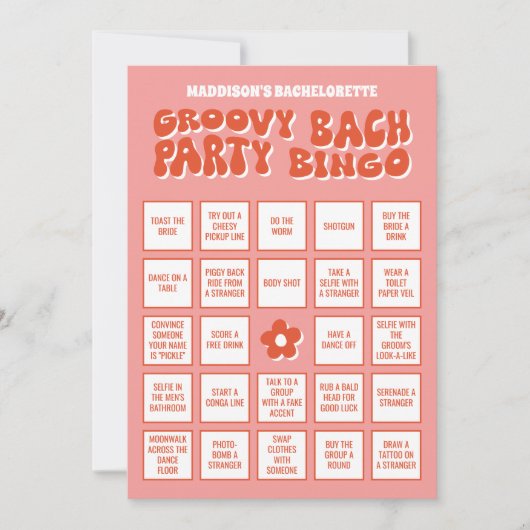 Groovy Bach Bachelorette Party Bingo, download het Kaart (Voorkant)