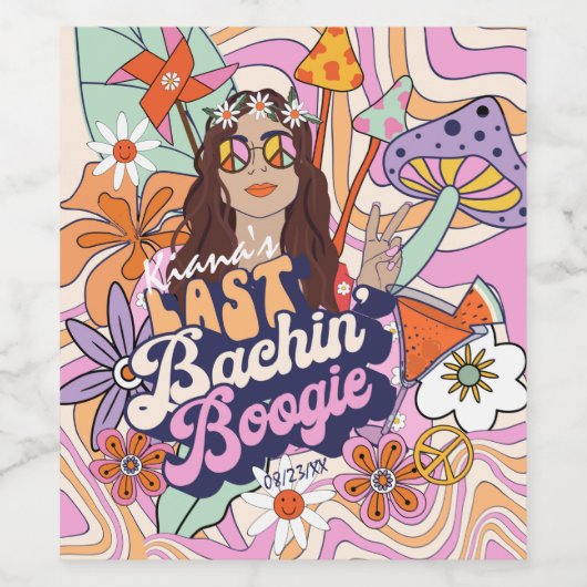 Groovy Bachelorette Last Bachin' Boogie V2 ID929 Wijn Etiket (Enkel label)