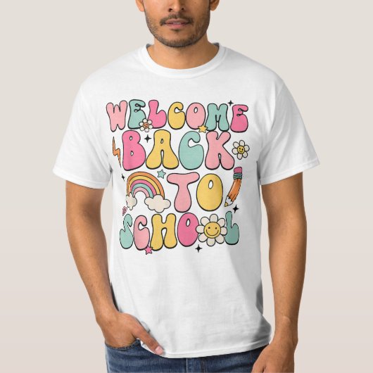 Groovy Back to School Shirt – Retro Rainbow Teache (Voorkant)