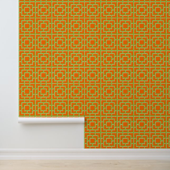 Groovy Bamboe Rooster - Oranje & Limoen Behang (Applicatie)