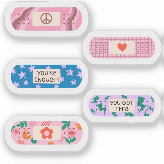 Groovy Band-Aid – Retro Motivatie Healing Design Sticker (Voorkant)
