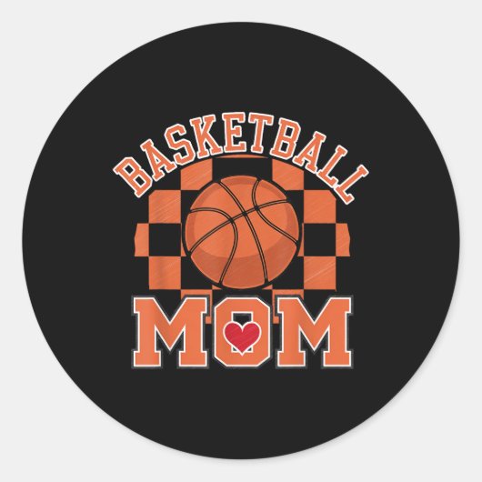 Groovy Basketbal Moeder Basketbal Moeder Moeder Ronde Sticker (Voorkant)