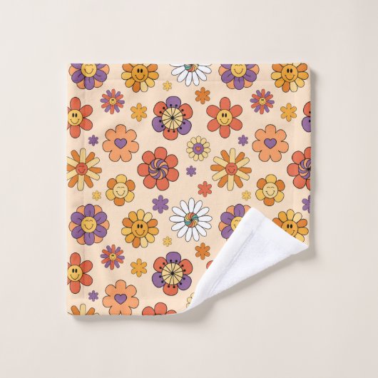 Groovy Bath Towel 70s Boho Eclectic Vibe Pop Bad Handdoek (Wasdoekje)