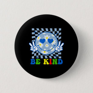 Groovy Be Kind Bloem Vriendelijkheid Glimlach Gezi Ronde Button 5,7 Cm
