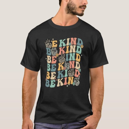 Groovy Be Kind Sign Language ASL Finger Spelling K T-shirt (Voorkant)