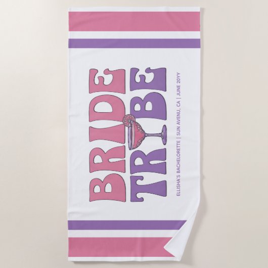 Groovy Beach Bruid Bachelorette Feest Strand Handd Strandlaken (Voorkant)