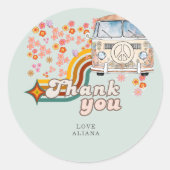 Groovy Bedankt Daisy Boho Floral Van Favor Ronde Sticker (Voorkant)