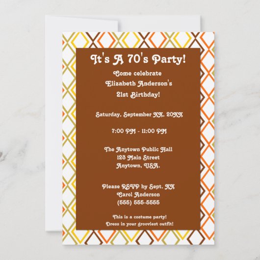 Groovy Bell Bottom 70's Theme Party Kaart (Achterkant)