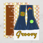 Groovy Bell Bottom 70's Theme Party Kaart (Voorkant / Achterkant)