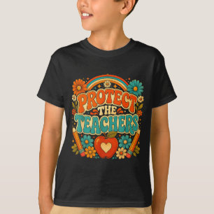 Groovy bescherm de leraren retro onderwijzer t-shirt
