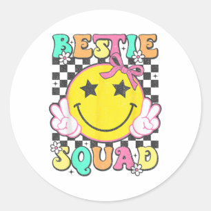 Groovy Bestie Squad Beste Vrienden Matching Meisje Ronde Sticker