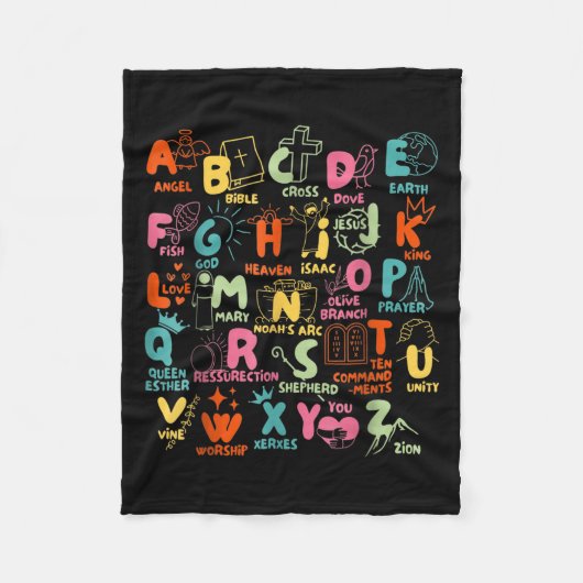 Groovy Biblical Alphabet Christian Teacher Student Fleece Deken (Voorkant)