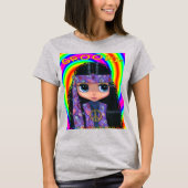 Groovy Big Eye Hippie Chick Girl Doll Cute T-shirt (Voorkant)