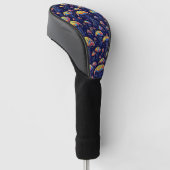 Groovy Bioluminescentie Paddenstoelen: Retro Art Golfheadcover (Schuin)