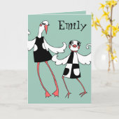 Groovy Birds Verjaardag Kaart (Gele Bloem)