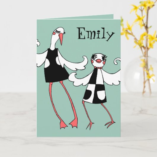 Groovy Birds Verjaardag Kaart (Gele Bloem)