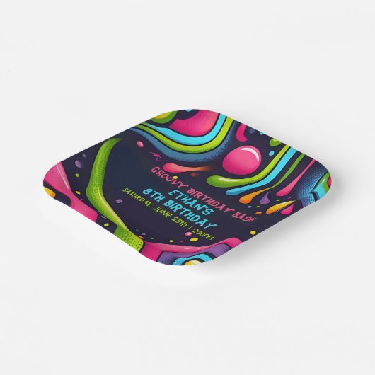 Groovy Birthday Bash Papieren Bordje (Gebogen)