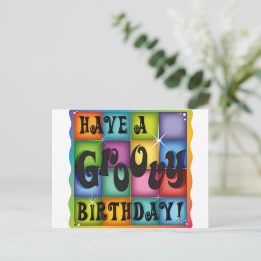 Groovy Birthday Briefkaart (Staand voorkant)