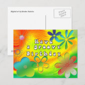 Groovy Birthday briefkaart (Voorkant / Achterkant)