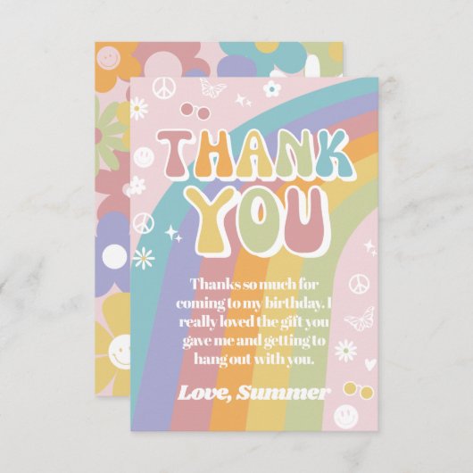 Groovy Birthday Hartelijk dank | Groovy Hartelijk  Bedankkaart (Voorkant / Achterkant)