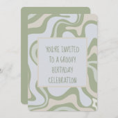 Groovy Birthday in Sage Green Kaart (Voorkant / Achterkant)