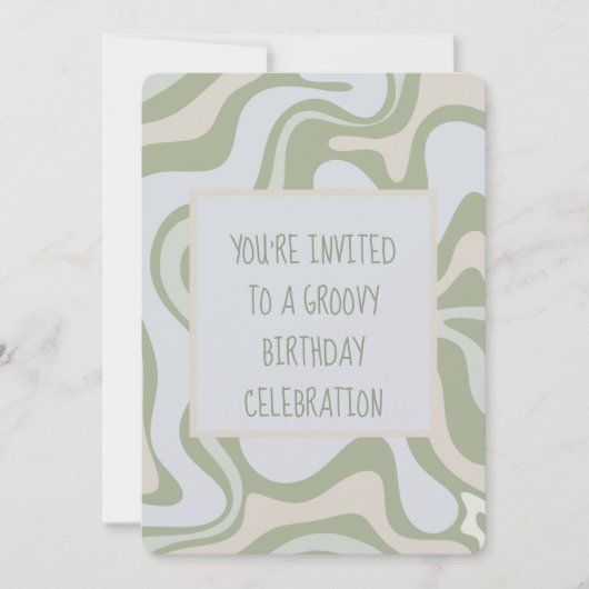 Groovy Birthday in Sage Green Kaart (Voorkant)
