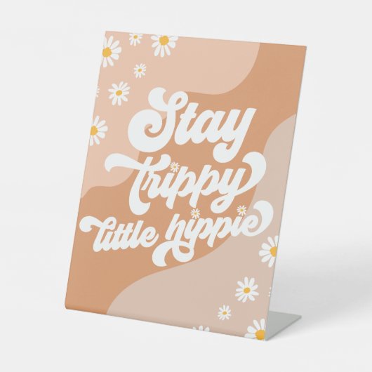 Groovy Birthday Party Boho Daisy Decorations Table Reclamebord Met Voetstuk (Voorkant)