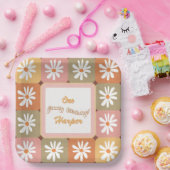 Groovy Birthday Retro Hippie 60s 70s Daisy Flowers Papieren Bordje (Feest)