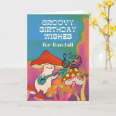 Groovy Birthday vertrekt paddenstoelen uit de gron Kaart (Gele Bloem)