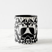 Groovy Black en White Pattern Tweekleurige Koffiemok (Center)