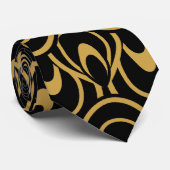 Groovy Black & Gold Art Deco/Retro Design Stropdas (Opgerold)
