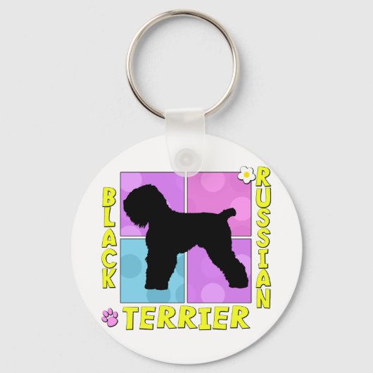 Groovy Black Russische terrier Sleutelhanger (Voorkant)