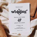 Groovy Black White Retro Typography Wedding Kaart<br><div class="desc">Ben je op zoek naar een stijlvolle uitnodiging voor een zwarte en witte bruiloft met trendy retro typografie? Bekijk deze Moderne Black and White Retro Typography Groovy Wedding Invitation. U kunt u zeer gemakkelijk details op de gebieden van de sjabloon toevoegen en u kunt de doopvontstijl van de editable tekst...</div>
