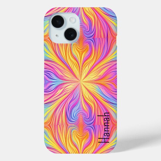 Groovy  Blauw Roze Tie Dye iPhone Case (Achterkant)